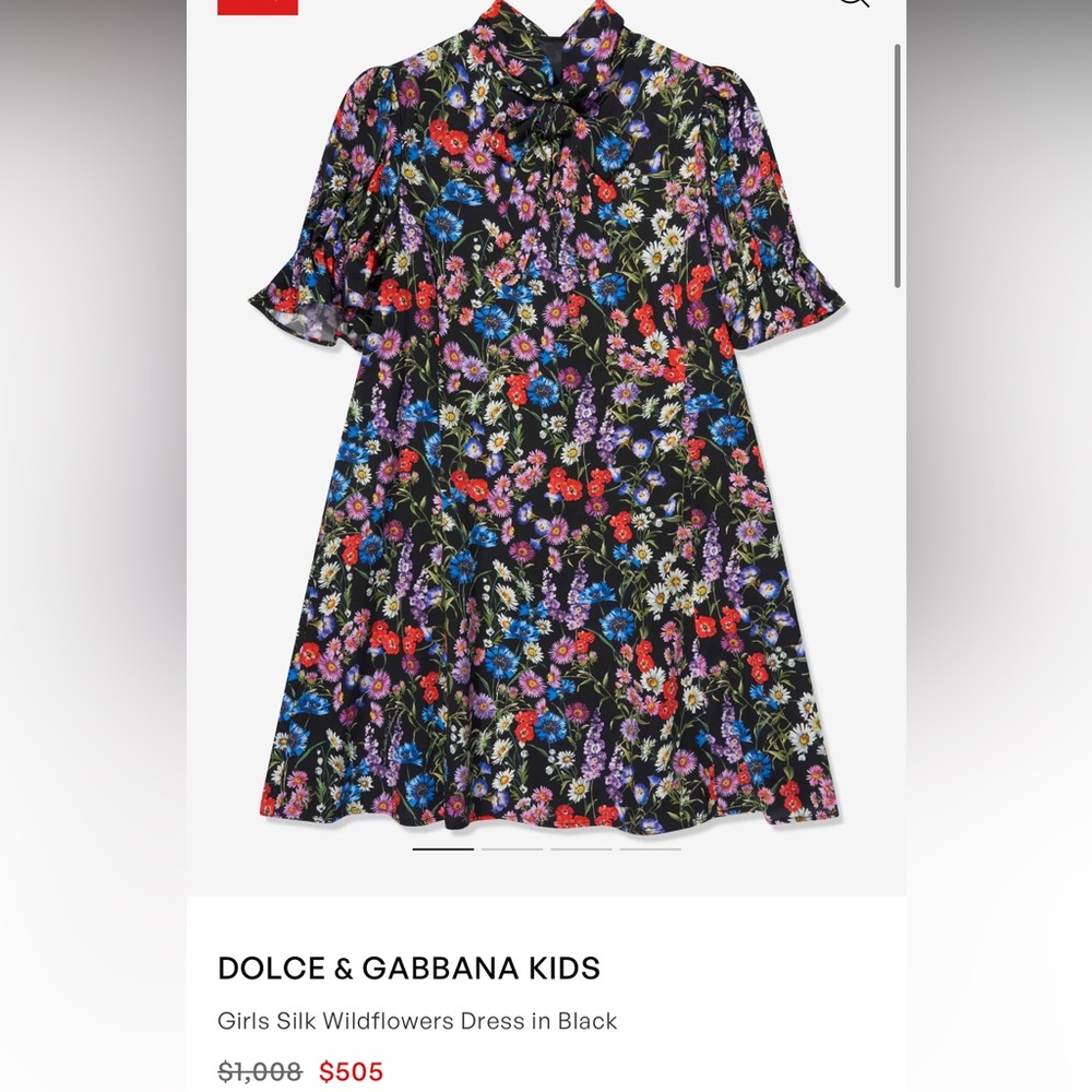 DOLCE & GABBANA KIDS
Girls Silk Wildflowers Dress in Black Size 8